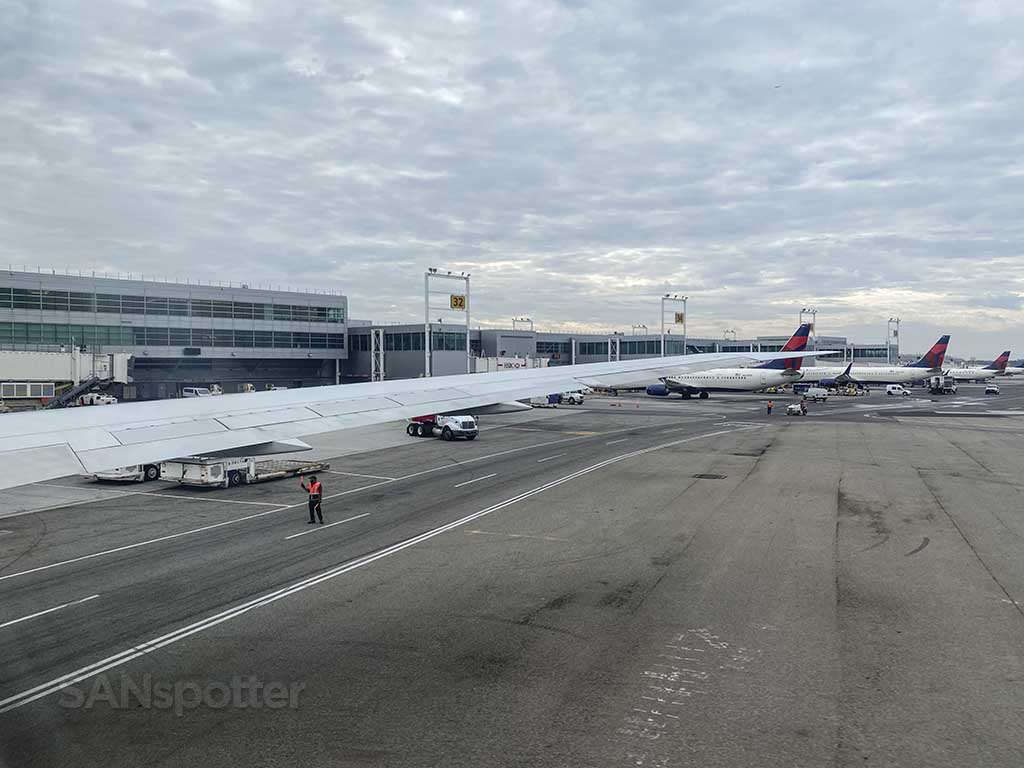 Delta 767-400 push back from gate JFK