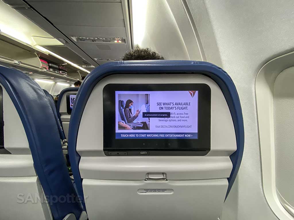 Delta 737-800 economy video screen