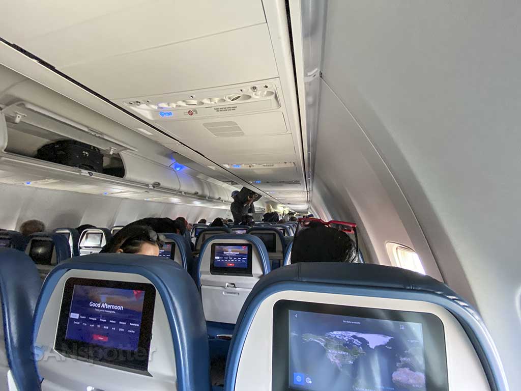 Delta 737-800 economy interior from rear