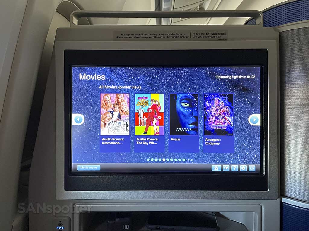 United in flight entertainment movies