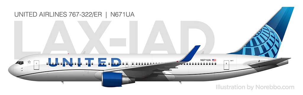 United Airlines 767-300 side view