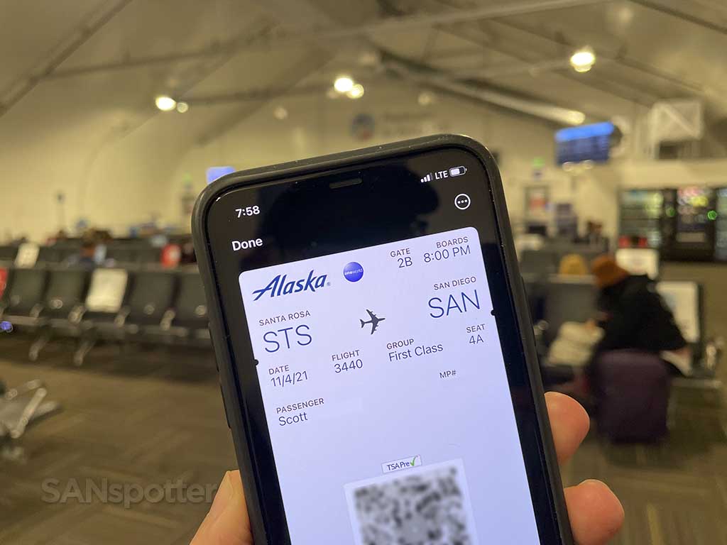 Alaska airlines mobile boarding pass STS airport 