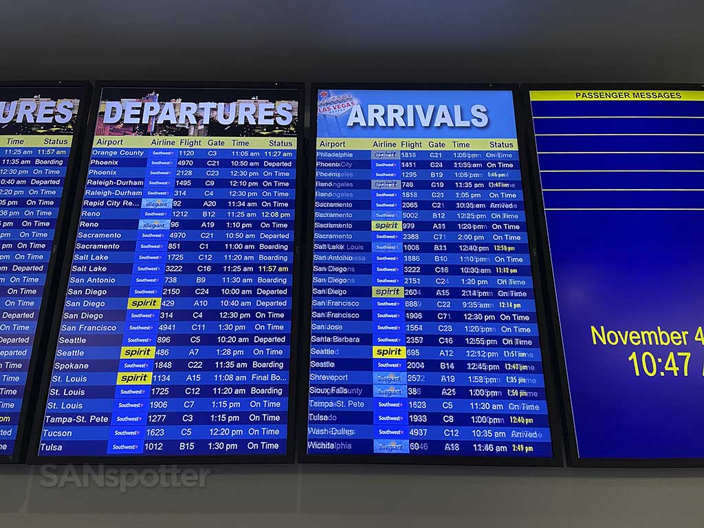 Las Vegas airport departures board 