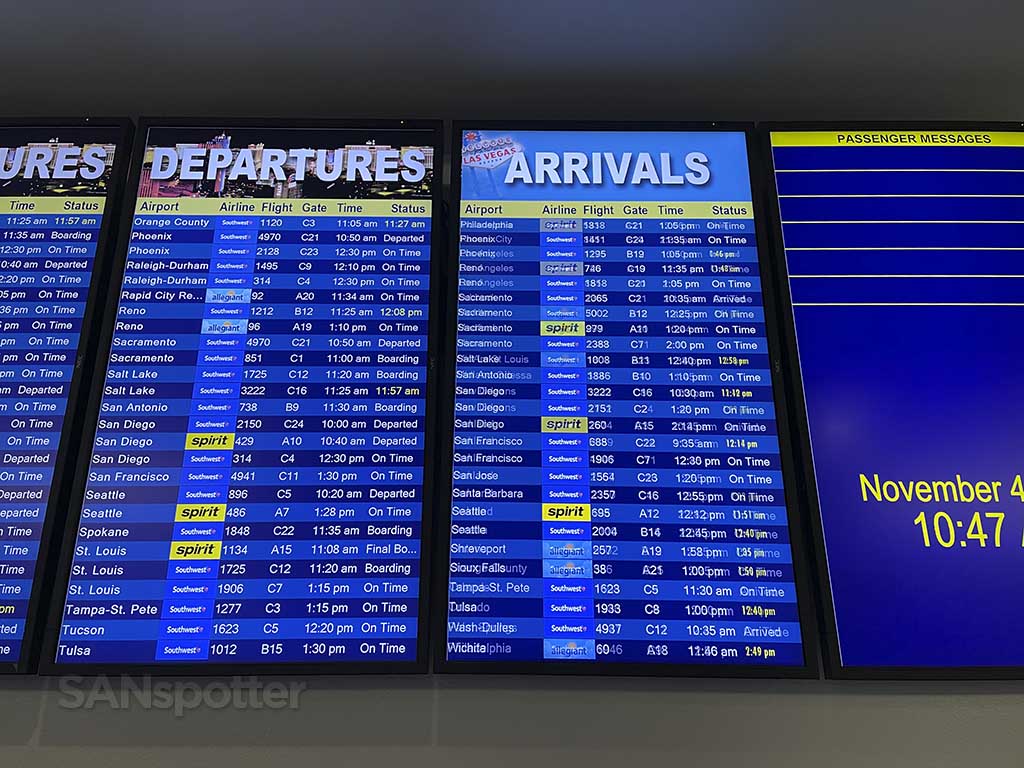 Las Vegas airport departures board