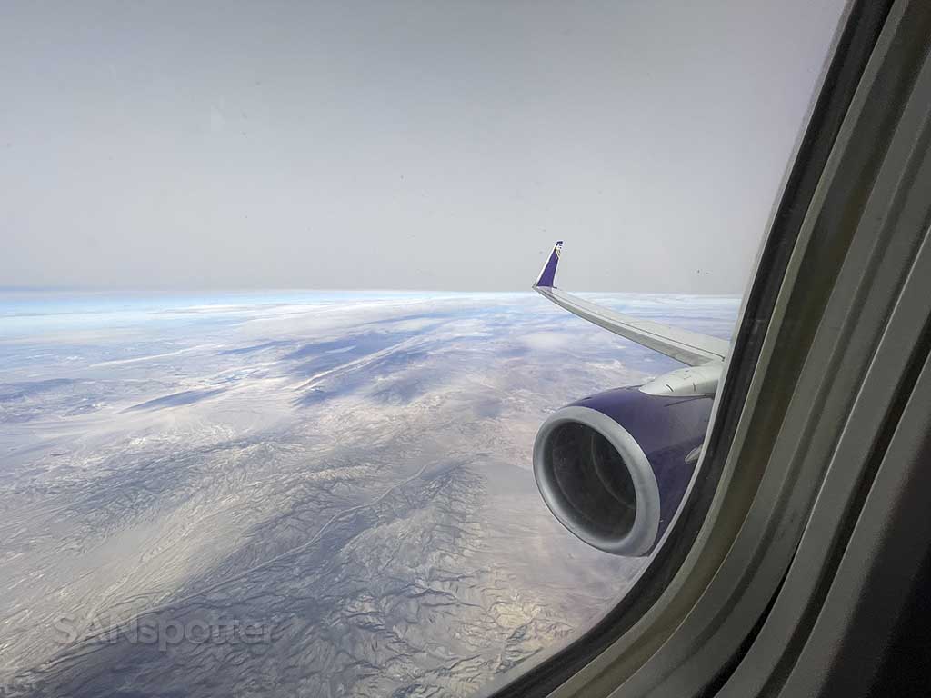 Avelo 737-800 wing and engine view