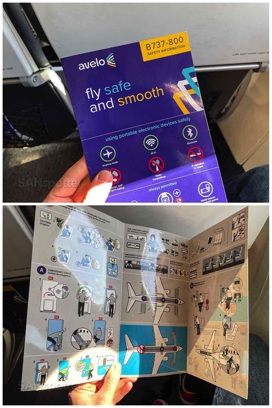 Avelo airlines 737-800 safety card