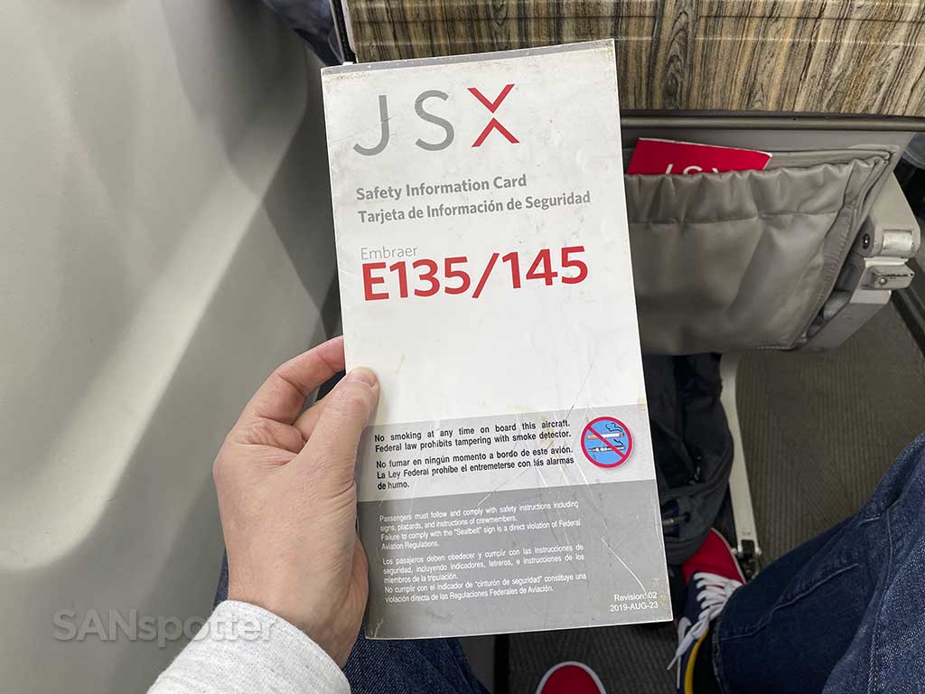 JSX E135 safety card