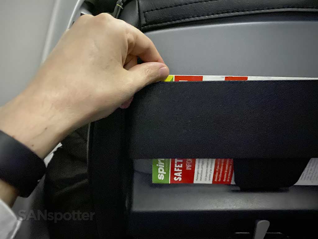 Spirit airlines seat back pocket 