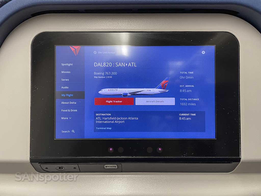 Delta 767-300 flight info screen