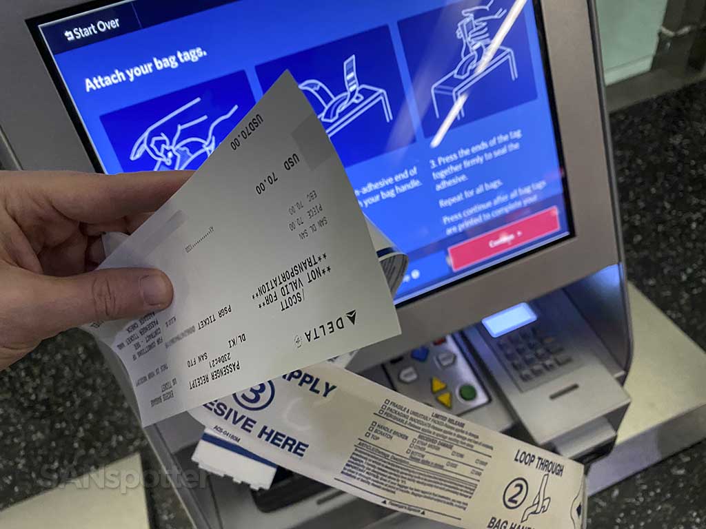 Delta check in using kiosk
