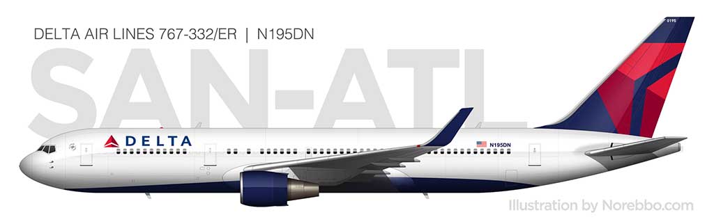 Delta Air Lines 767-300 side view