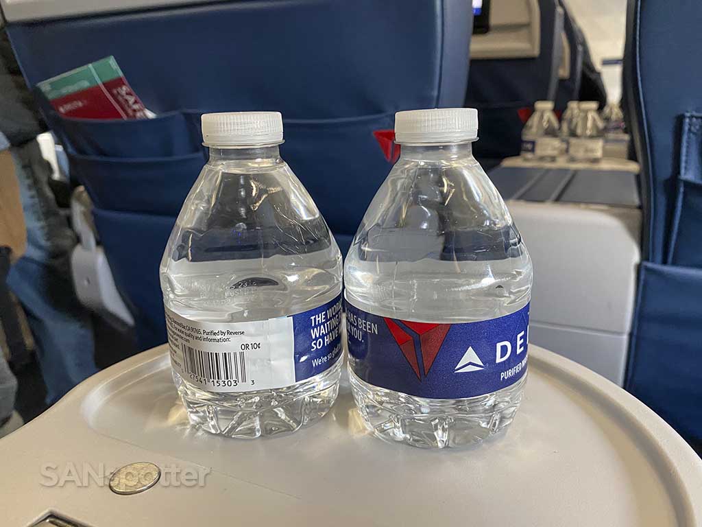 Complimentary water bottles delta first class