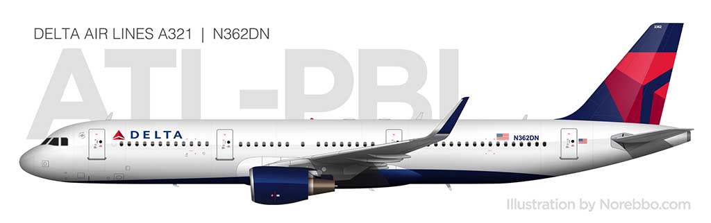 Delta Air Lines A321 side view