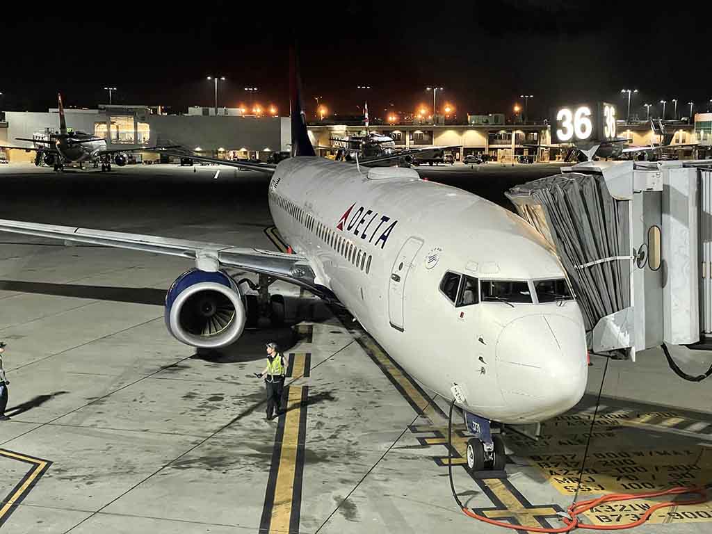 Delta 737-800 parked at gate 36 San Diego airport