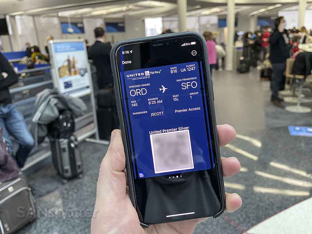 United Polaris mobile boarding pass