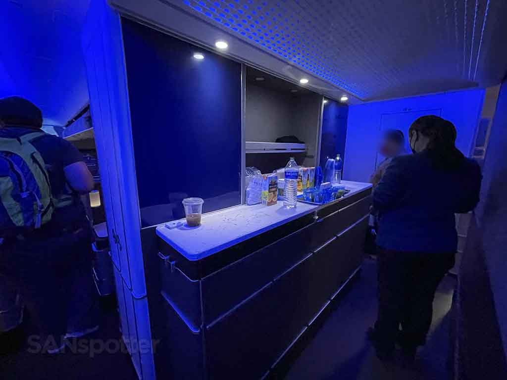 snack bar located between the two Polaris cabins on the 777-300/ER