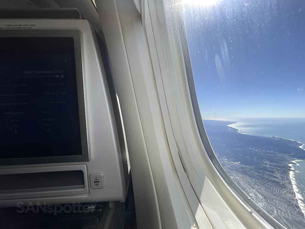 777-300er window Descending into SFO airport 