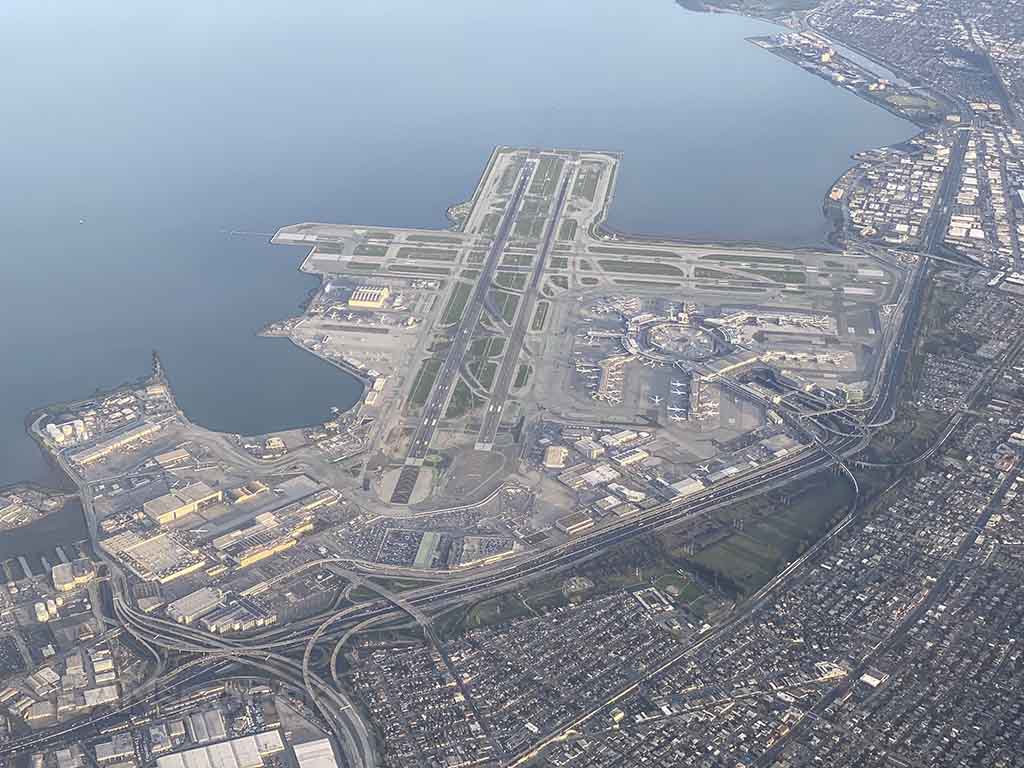 View of SFO from the air after takeoff 