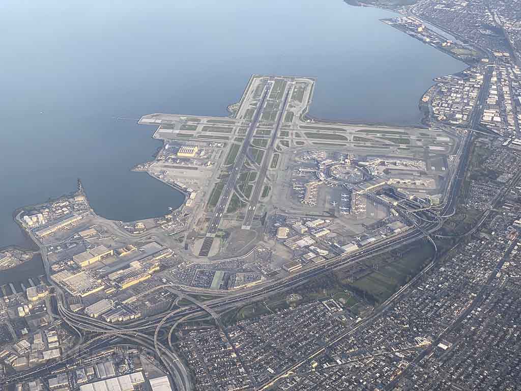 View of SFO from the air after takeoff