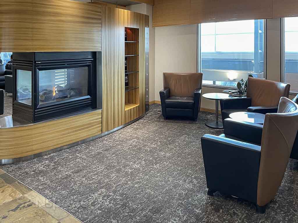 Edmonton air Canada lounge fireplace