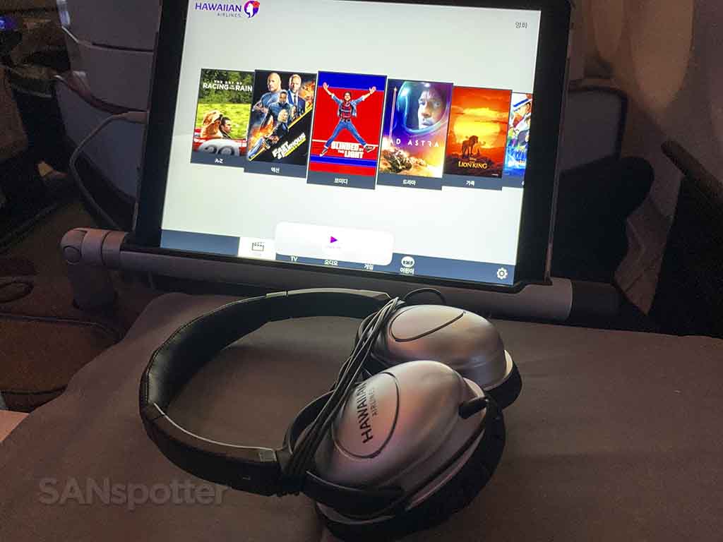 Hawaiian airlines first class iPad video entertainment