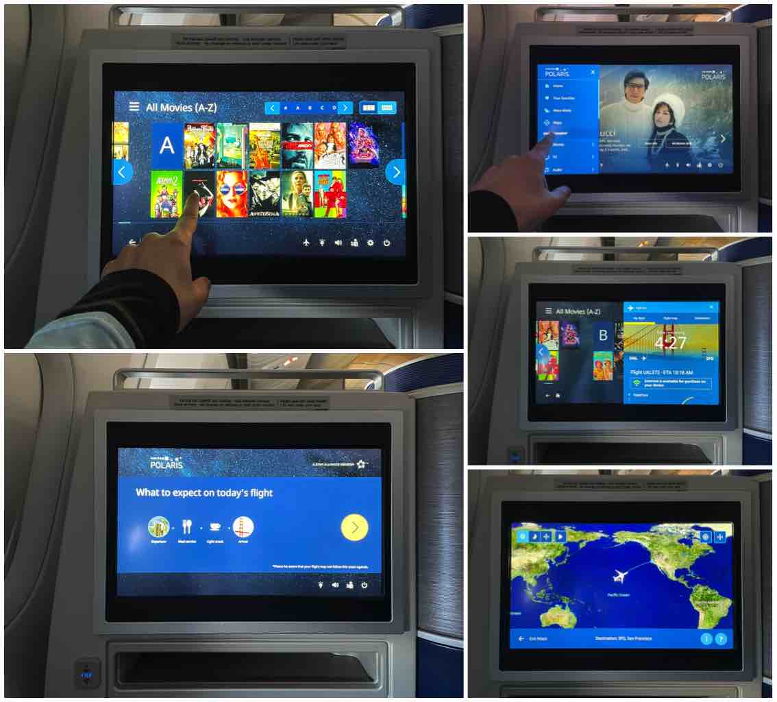 United airlines 777-200 Polaris business class video entertainment 