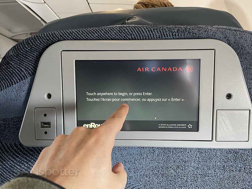 Air Canada video entertainment system Home Screen 