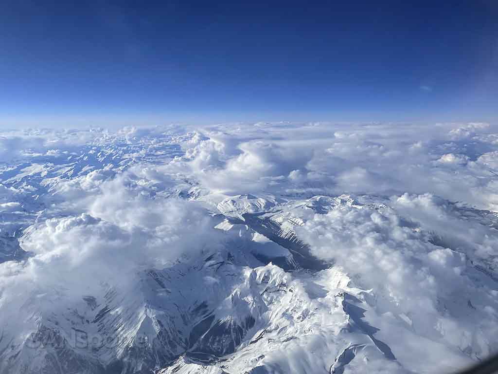 Flying over Canadian Rocky Mountains towards Vancouver 