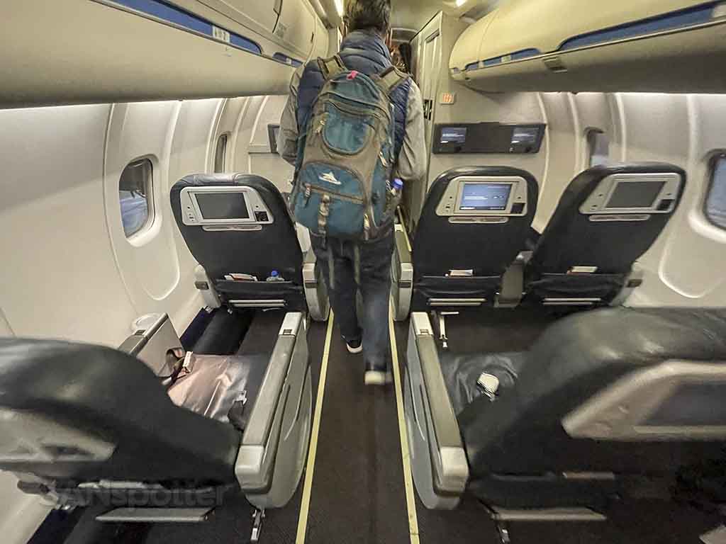 Air Canada express CRJ-900 business class cabin view looking forward 
