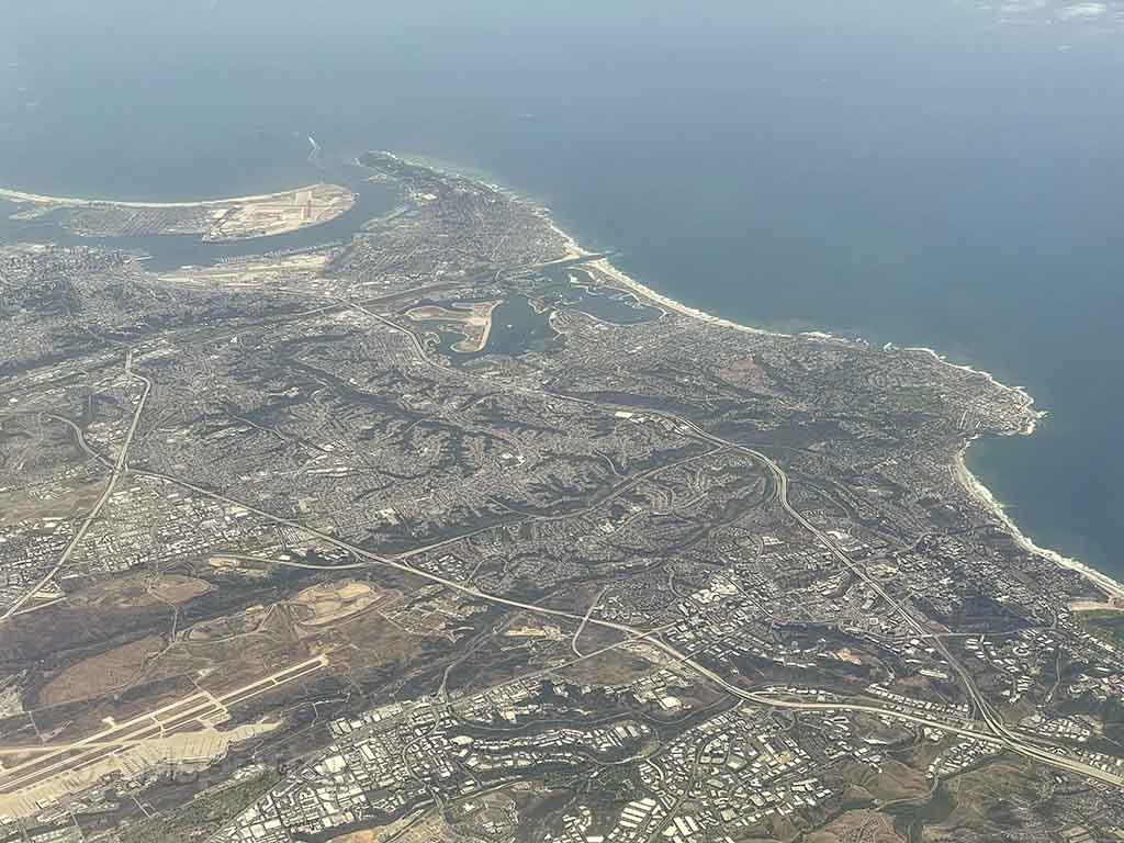 Overflying San Diego view from above