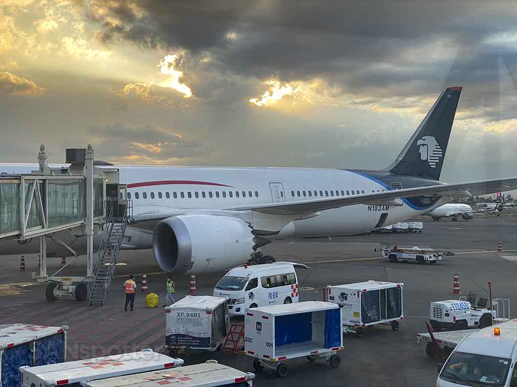 Aeromexico 787-8 parked at gate Mexico City airport