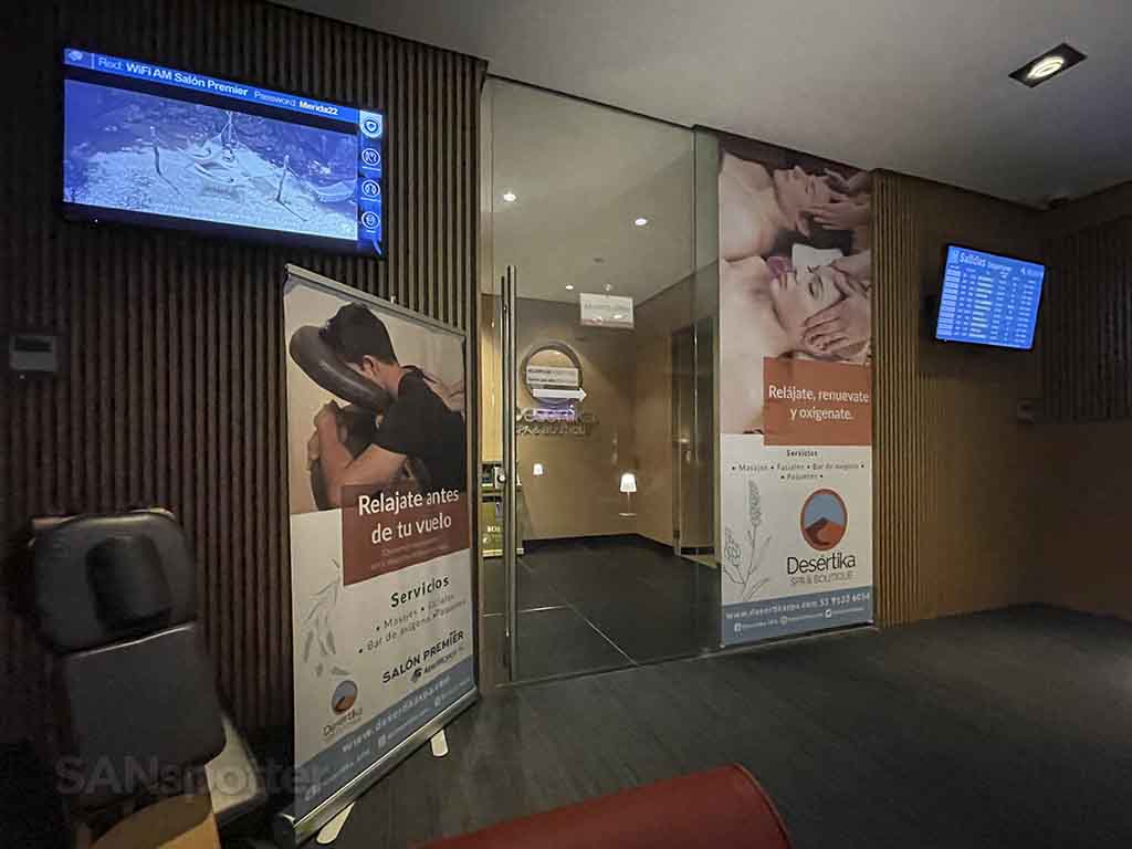 Aeromexico lounge massage terminal 2 Mexico City airport 
