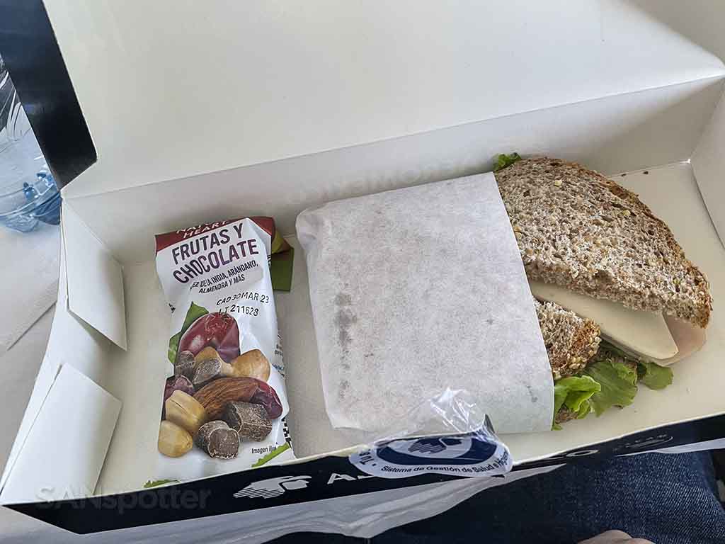 Aeromexico business class box lunch sandwich