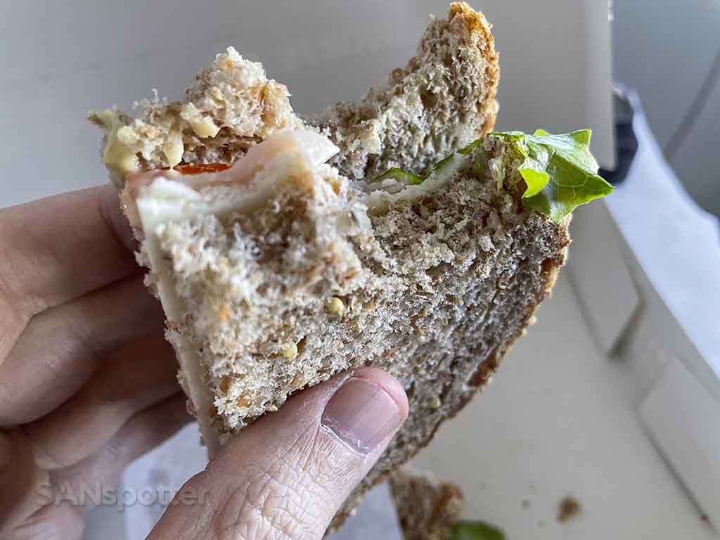 Aeromexico business class box lunch BLT sandwich 