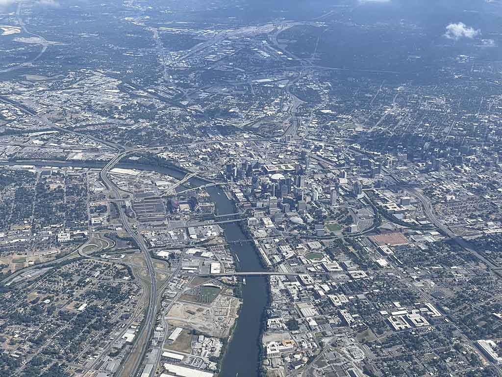 Flying over downtown Nashville 