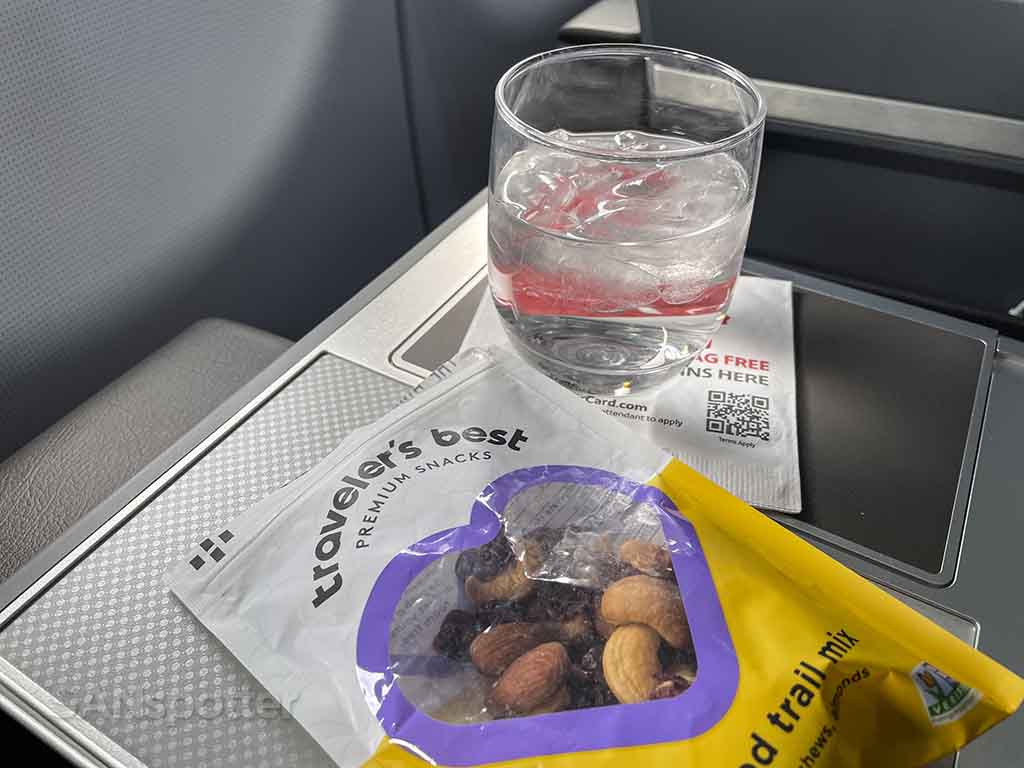 American Airlines domestic first class snack service 