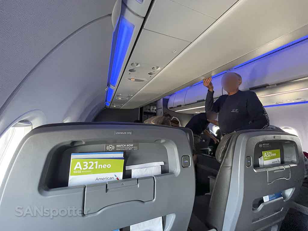 American Airlines A321neo first class seat back pocket 