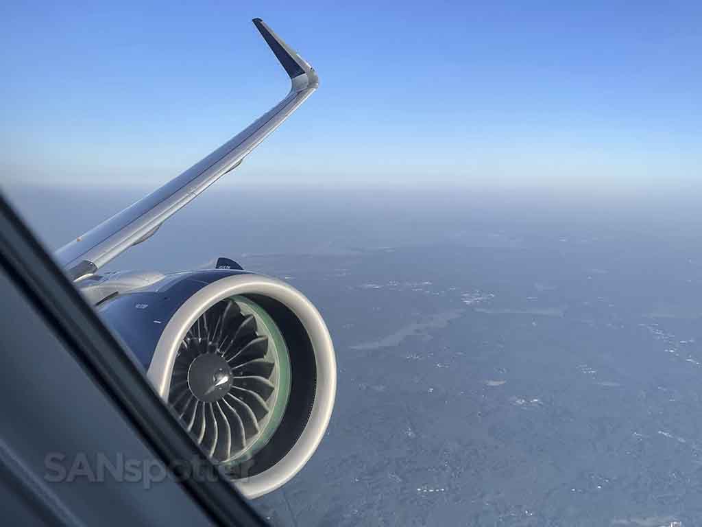 Delta A321neo engine and wing view from seat 3A