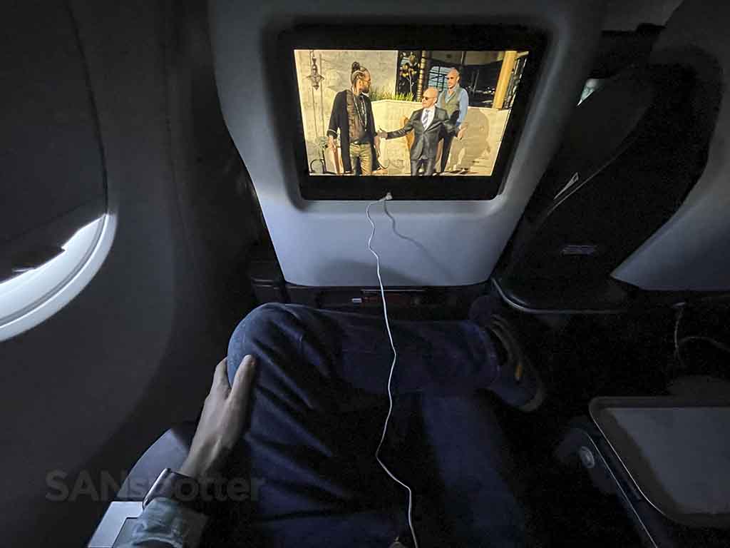 Watching a movie in Delta A321neo first class