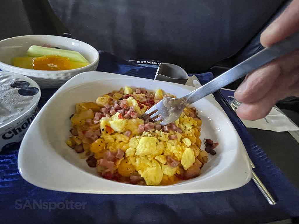 United airlines domestic business class breakfast 
