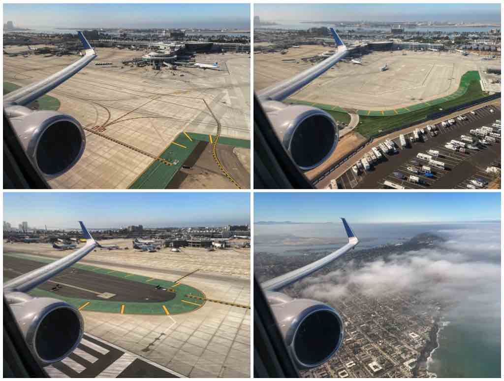 United 737-900 takeoff San Diego airport views
