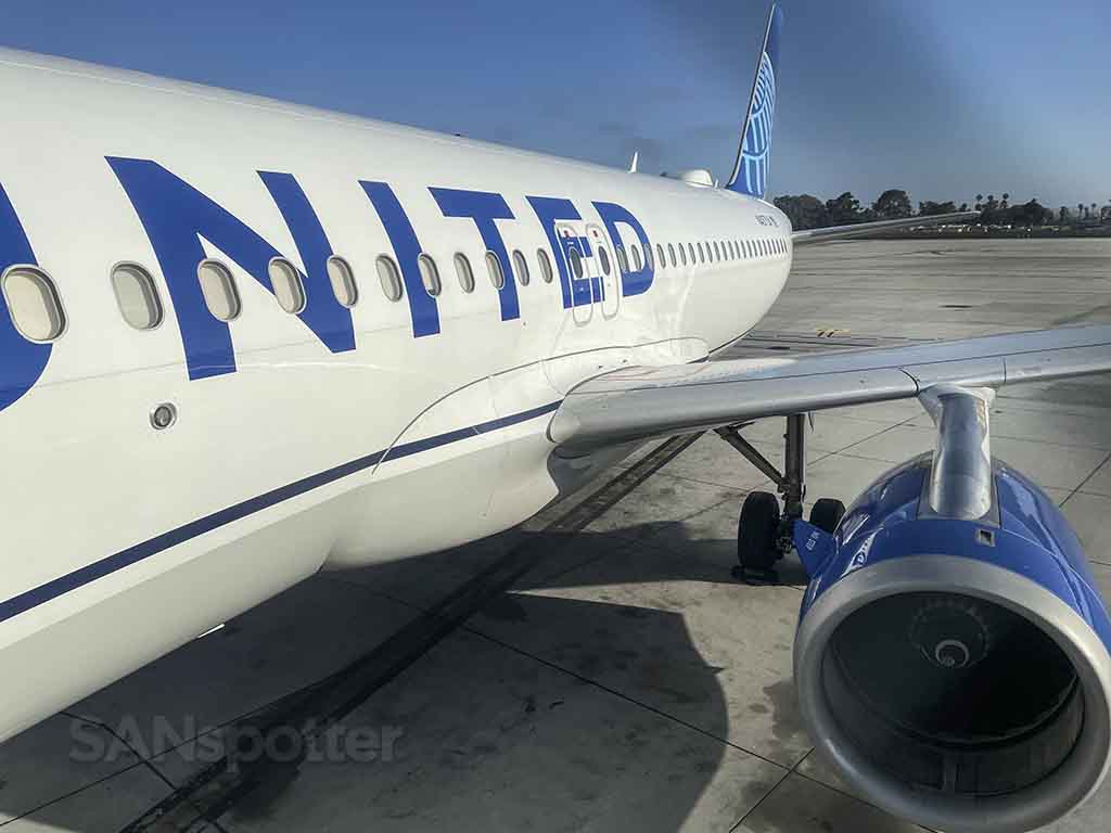 United airlines A320 parked at gate 42 San Diego airport 