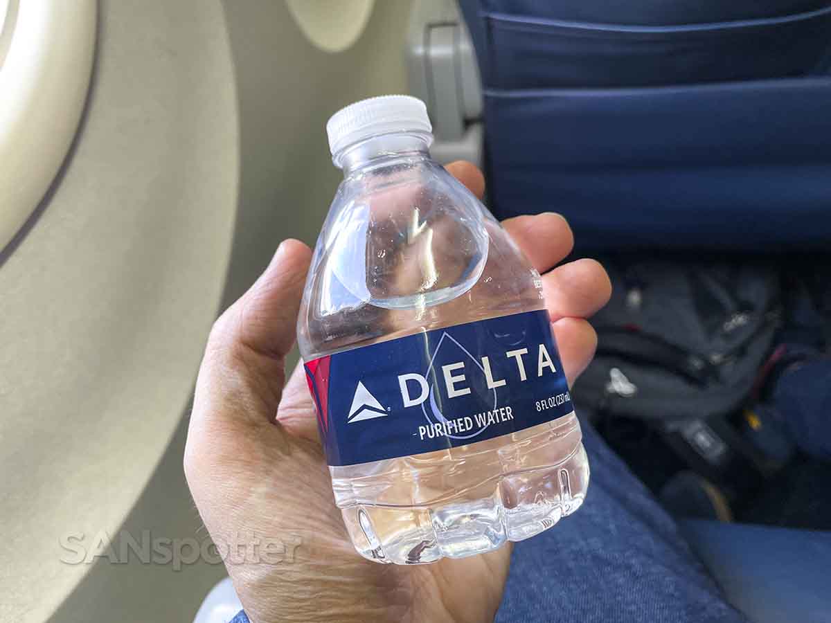 Delta first class small water bottle pre departure drink