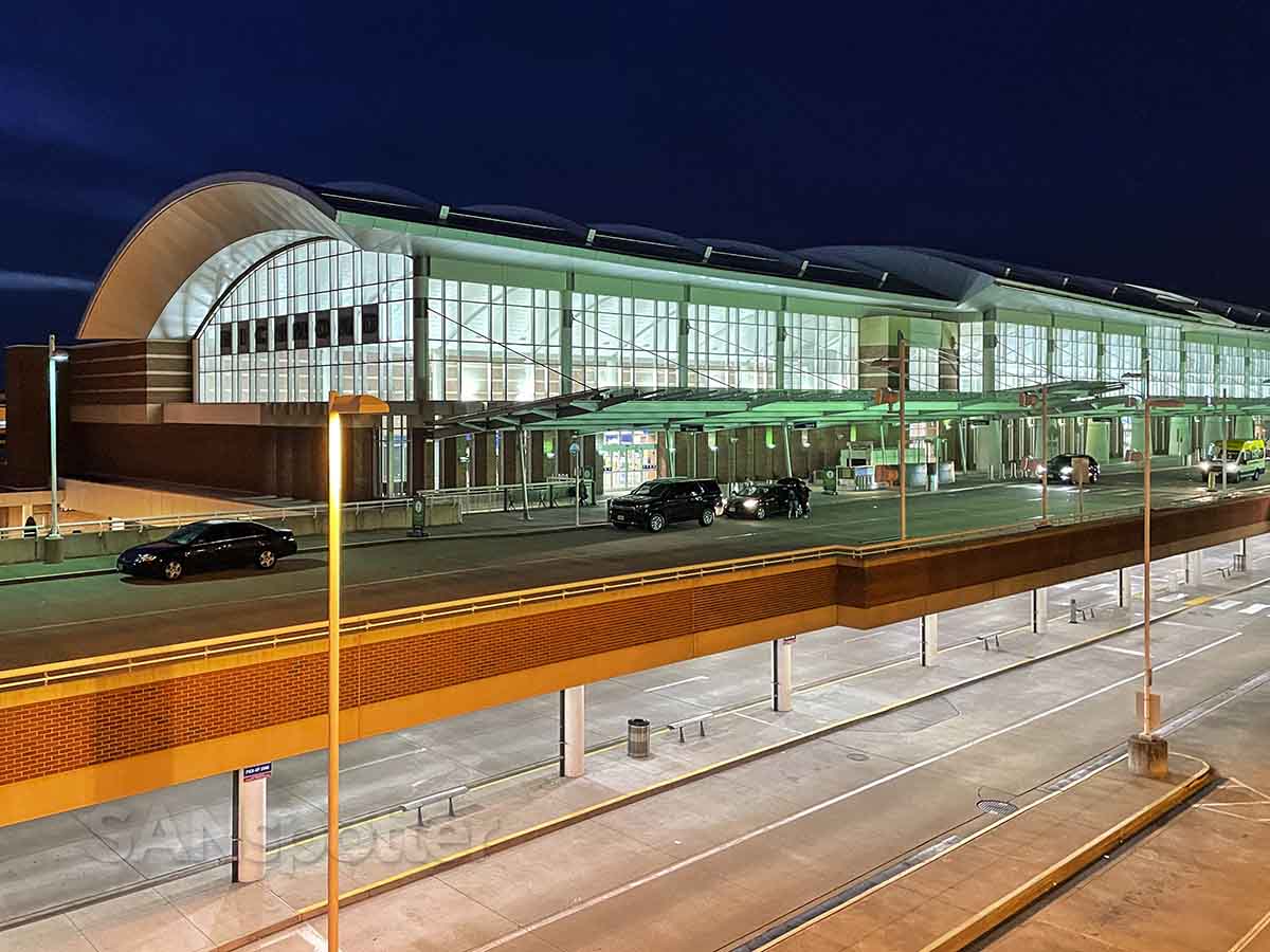 Richmond airport exterior at night