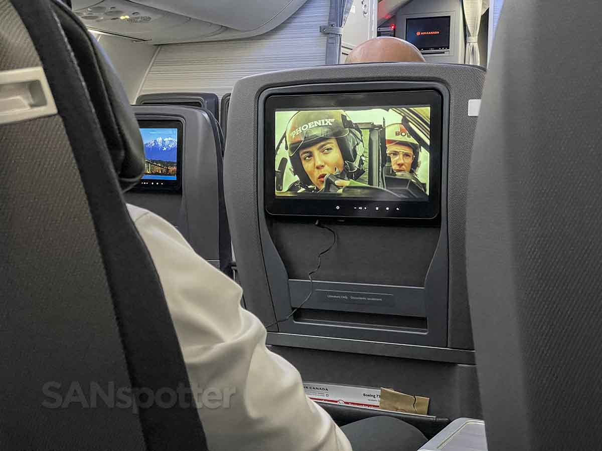Air Canada 737 max 8 business class video entertainment system 