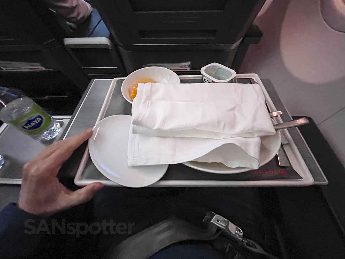 Air Canada domestic business class meal tray