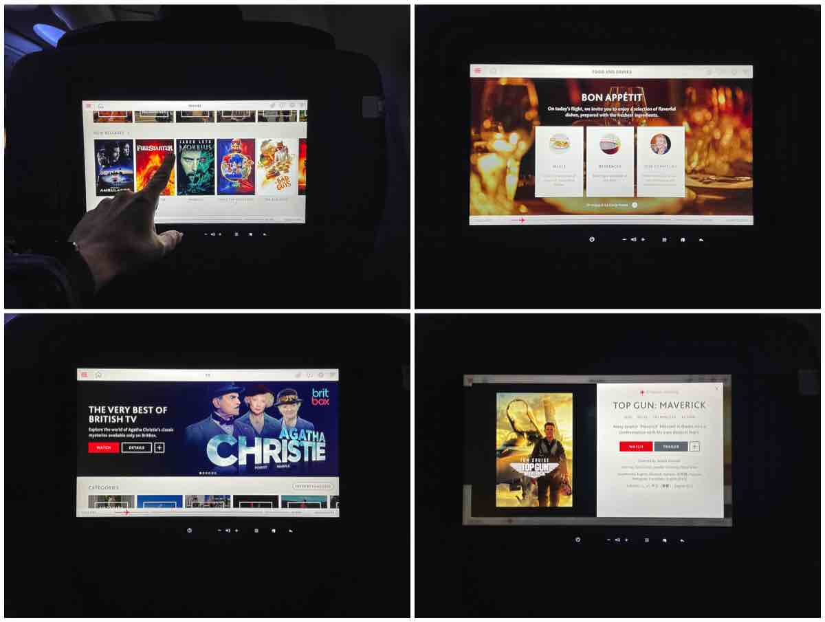 Air Canada in flight entertainment options 
