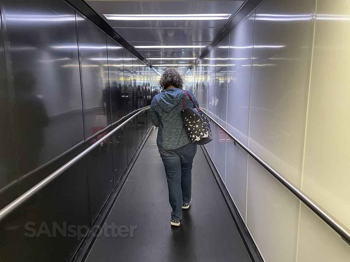 Walking down jet bridge to air Canada flight San Diego airport