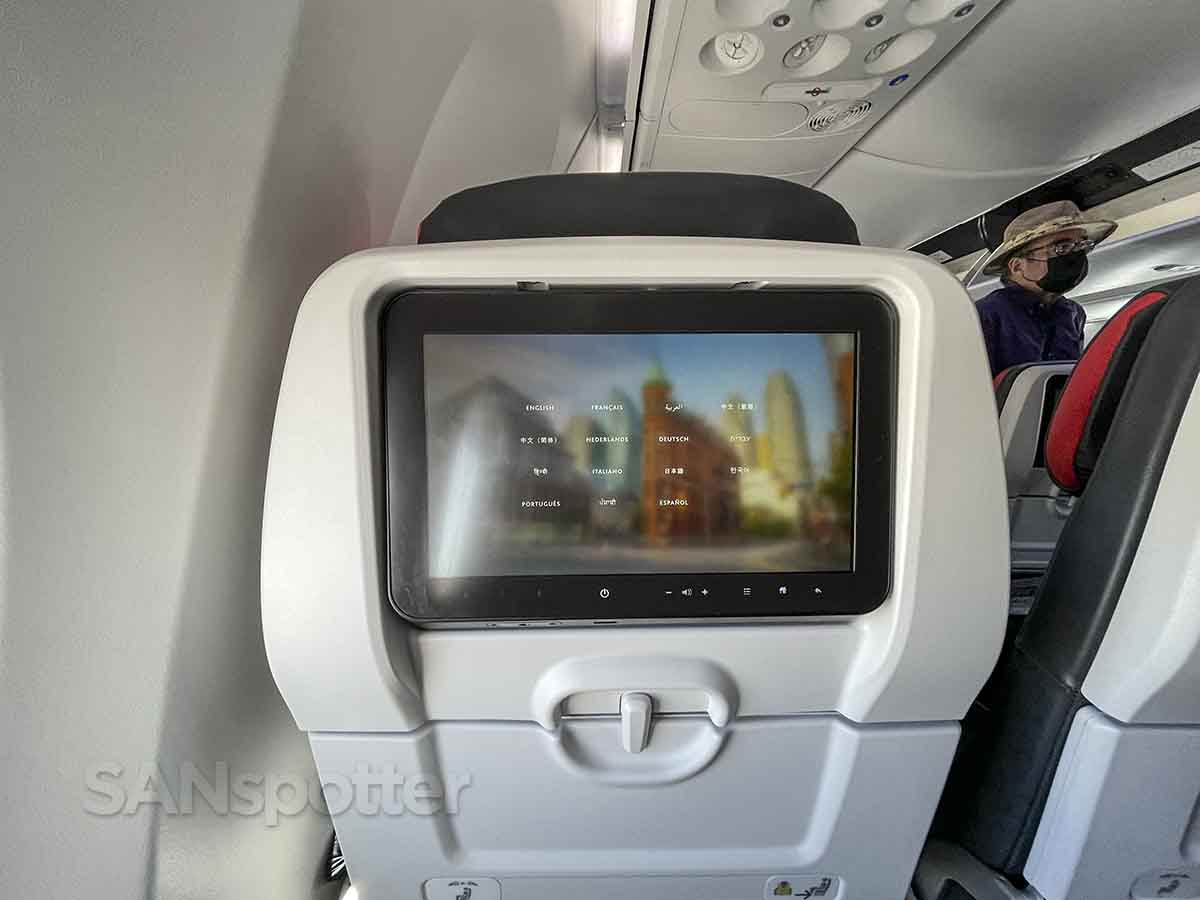 Air Canada 737 max 8 economy seat video screen