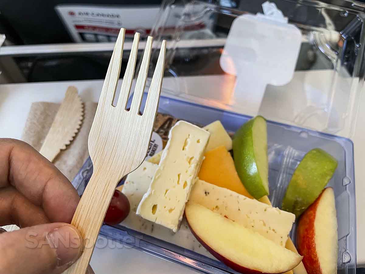 Air Canada biodegradable wood utensils 